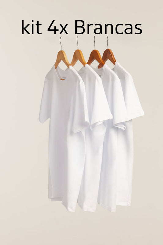 kit 4x Camisetas Brancas Hannport Prime