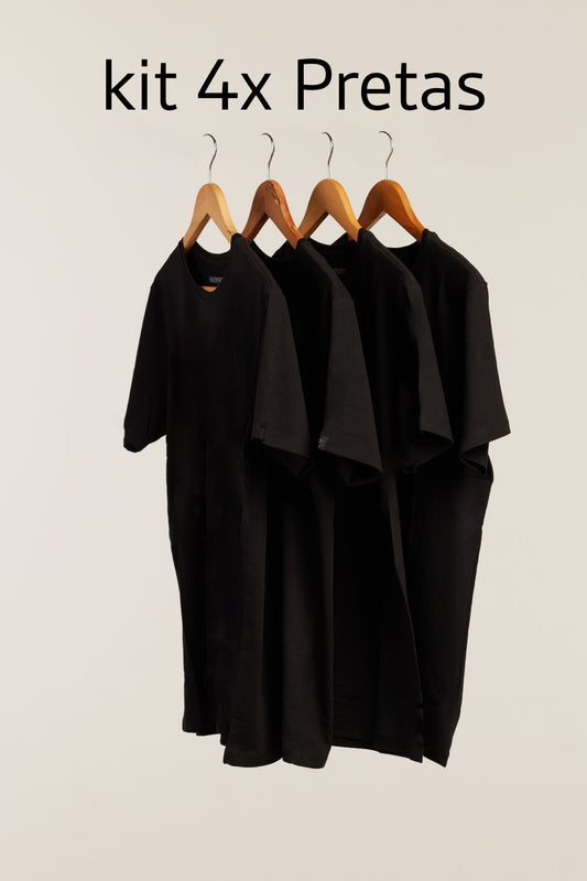 kit 4x Camisetas Pretas Hannport Prime